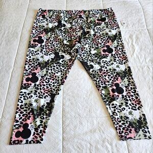 Disney Mickey Mouse Animal Print Yoga Pants Leggings Plus Size 3X NWT